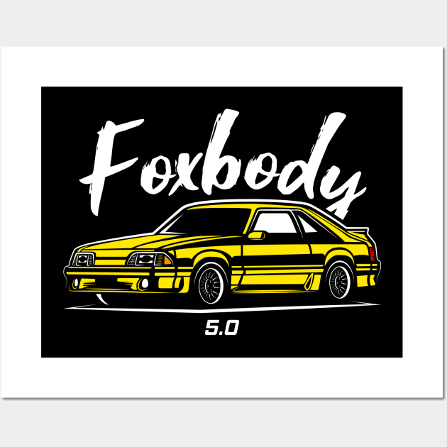 Yellow Racing Fox Body Stang Wall Art by GoldenTuners